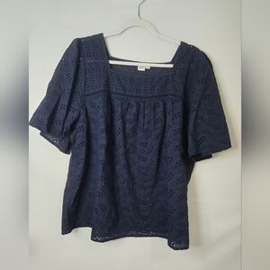 GAP Dark Blue Eyelet Blouse Size XL